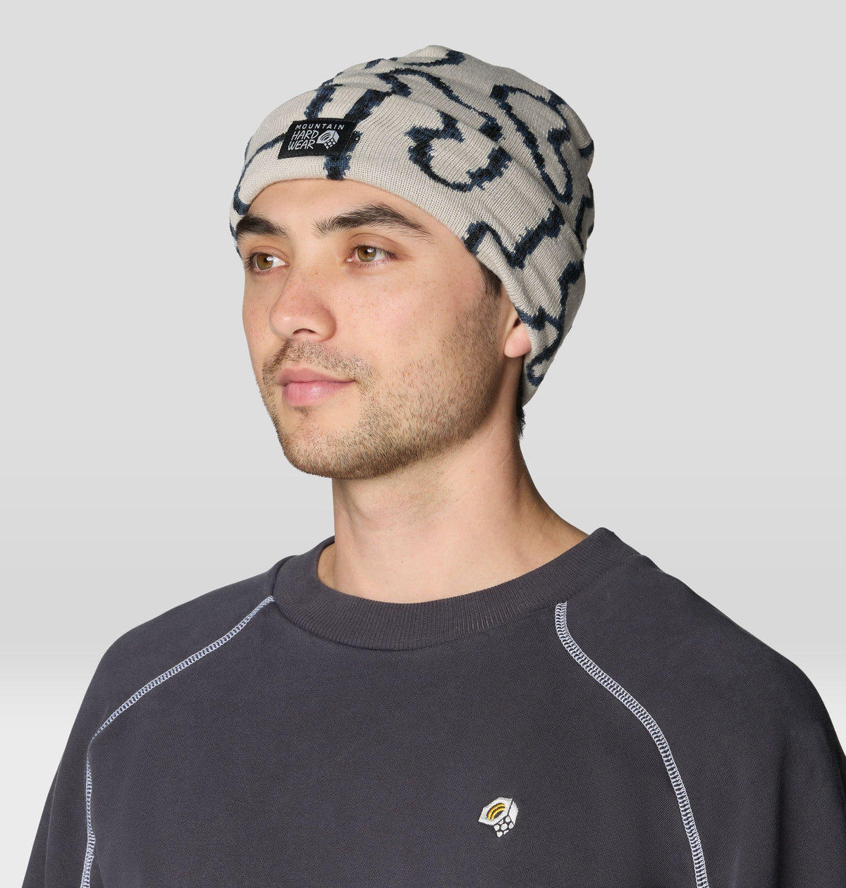 Town Square™ Jacquard Beanie in Oyster Shell, product view 4