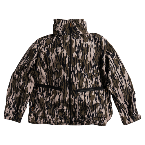 Autumn yard jacket in old growth camo, front view