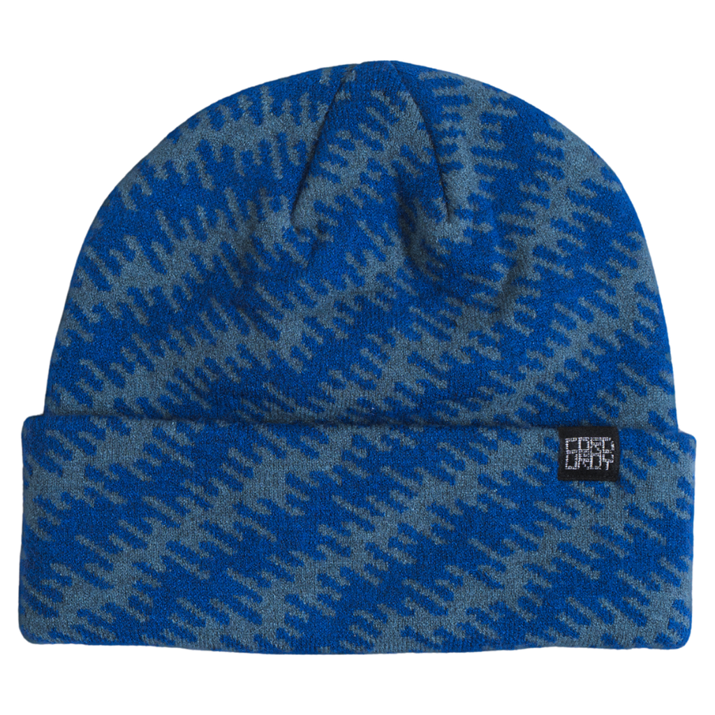 Autumn static camo beanie in midnight, front view
