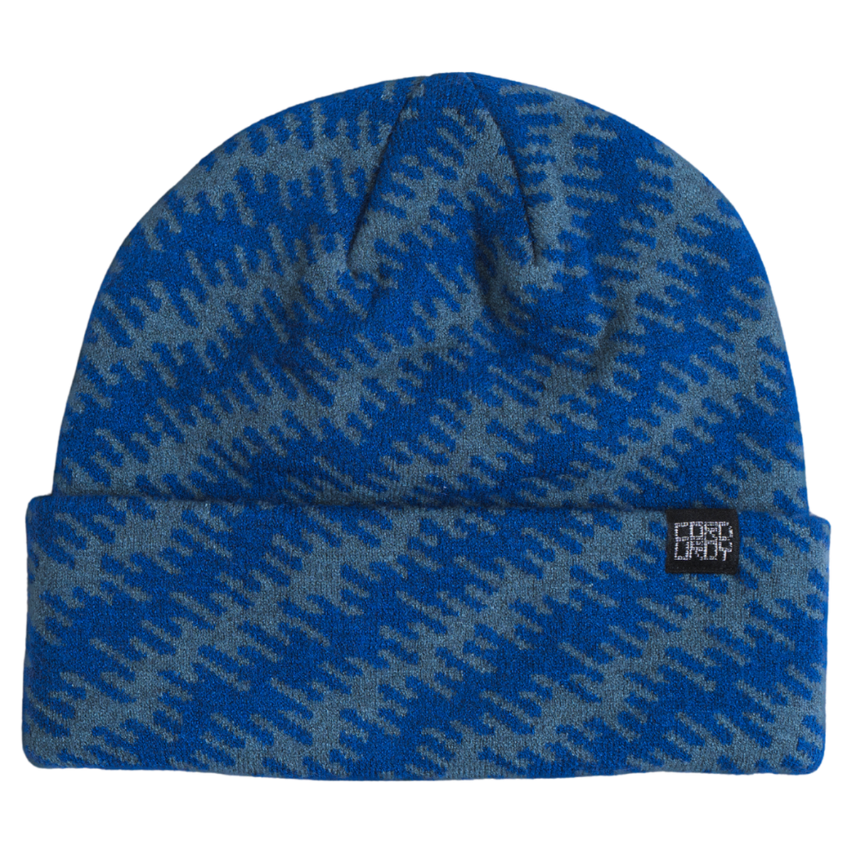 Autumn static camo beanie in midnight, front view