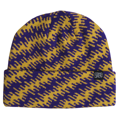 Autumn static camo beanie in fir, front view
