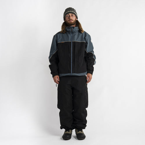 Autumn Channel Jacket in Slate worn by a model, full front view