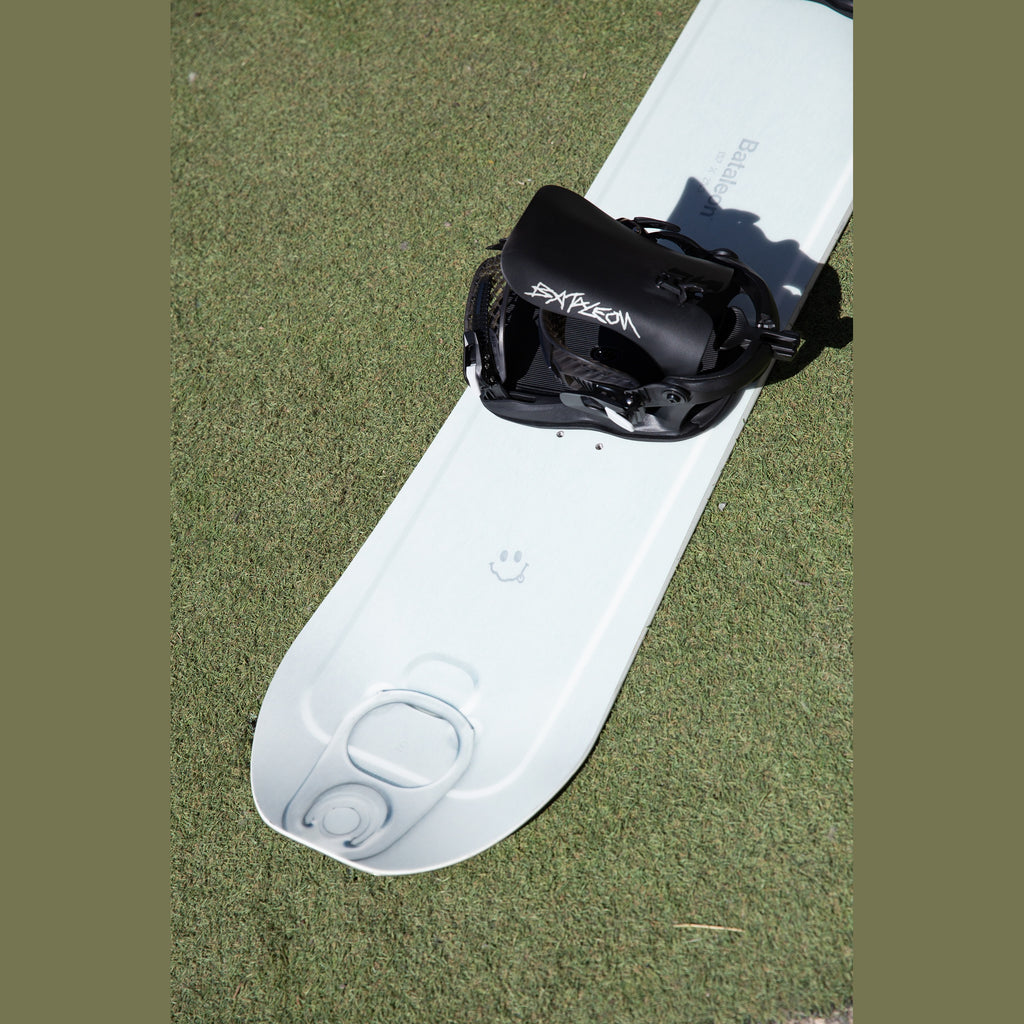 Bataleon Men's Ghost FASE Snowboard Bindings 2026/27 — Black bindings mounted on a board outdoors