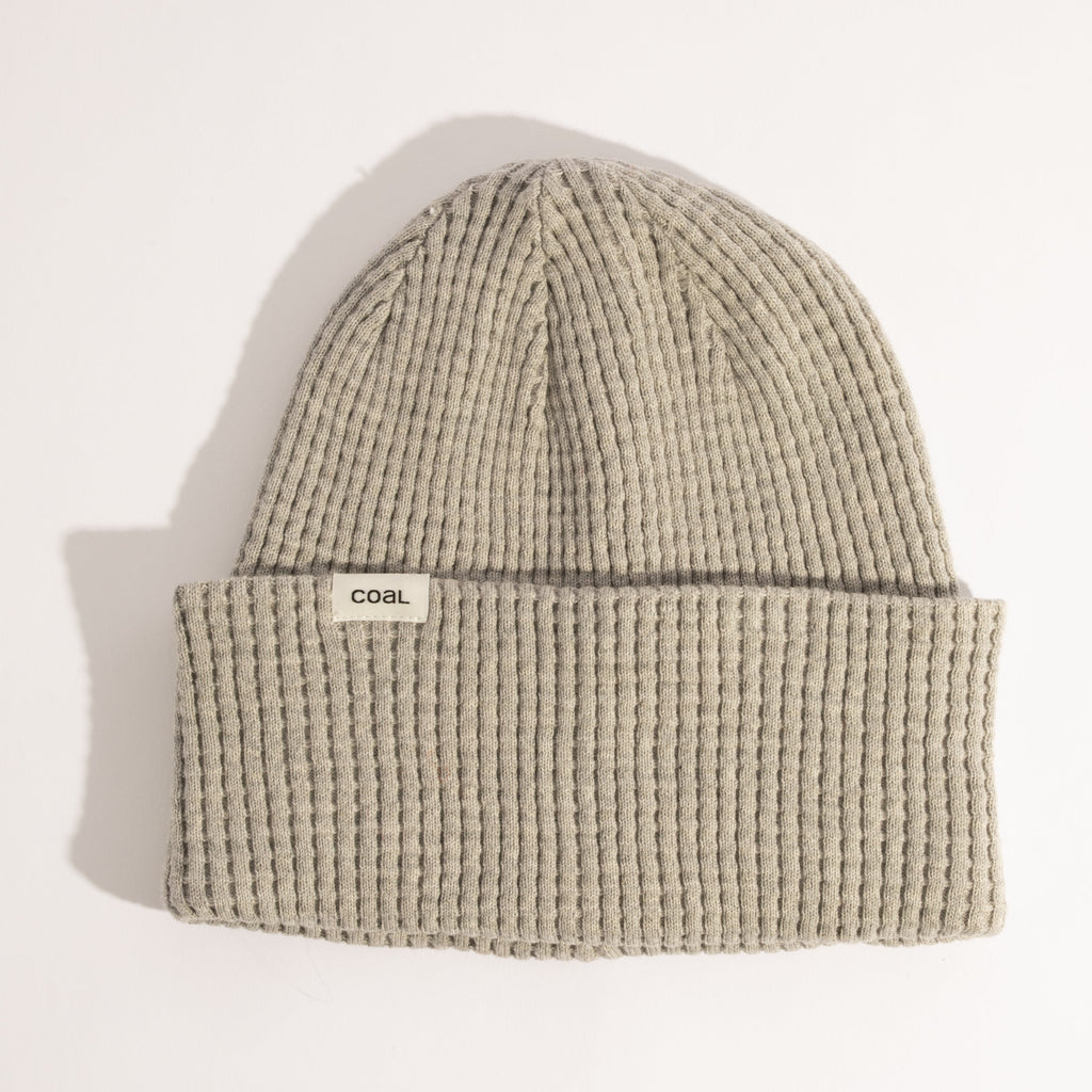 Coal The Crossover Waffle Knit Beanie in Heather Grey