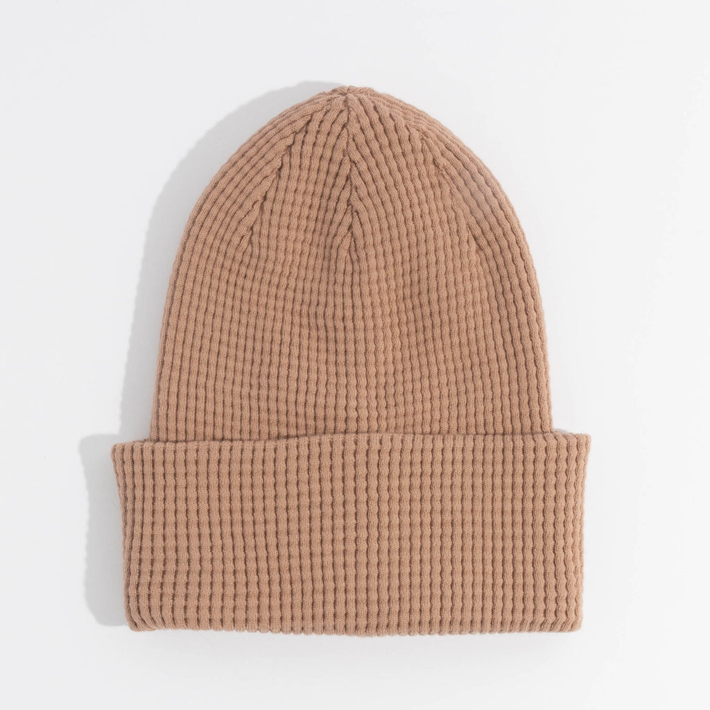 Coal The Crossover Waffle Knit Beanie in Light Brown