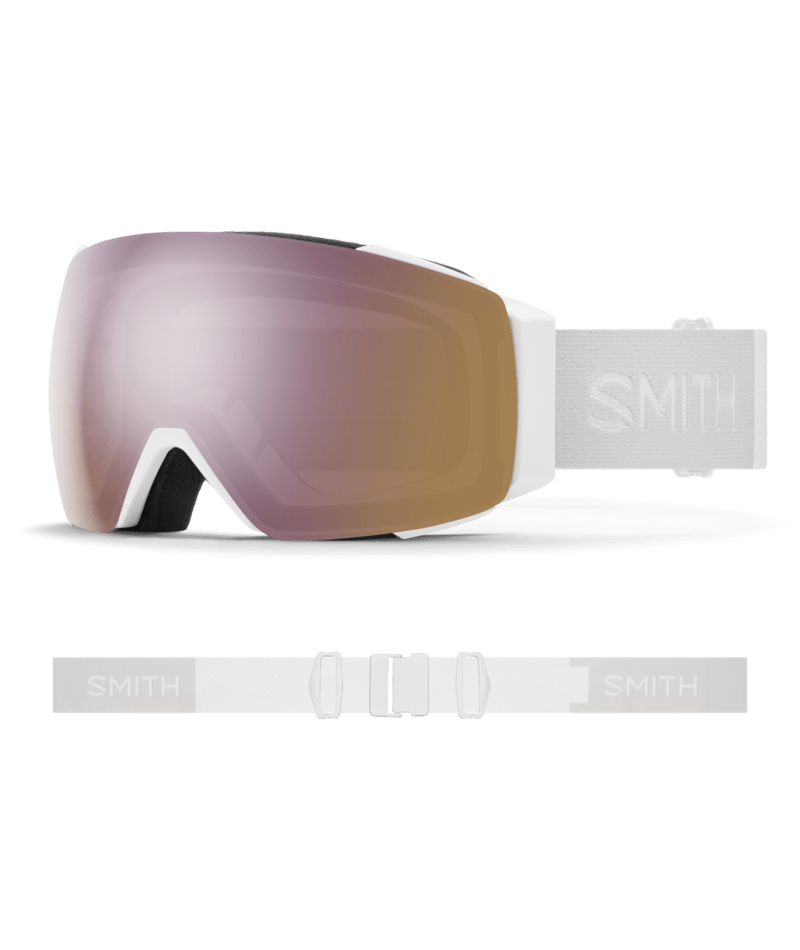 Smith I/O MAG Goggles in White Vapor | ChromaPop Everyday Rose Gold Mirror