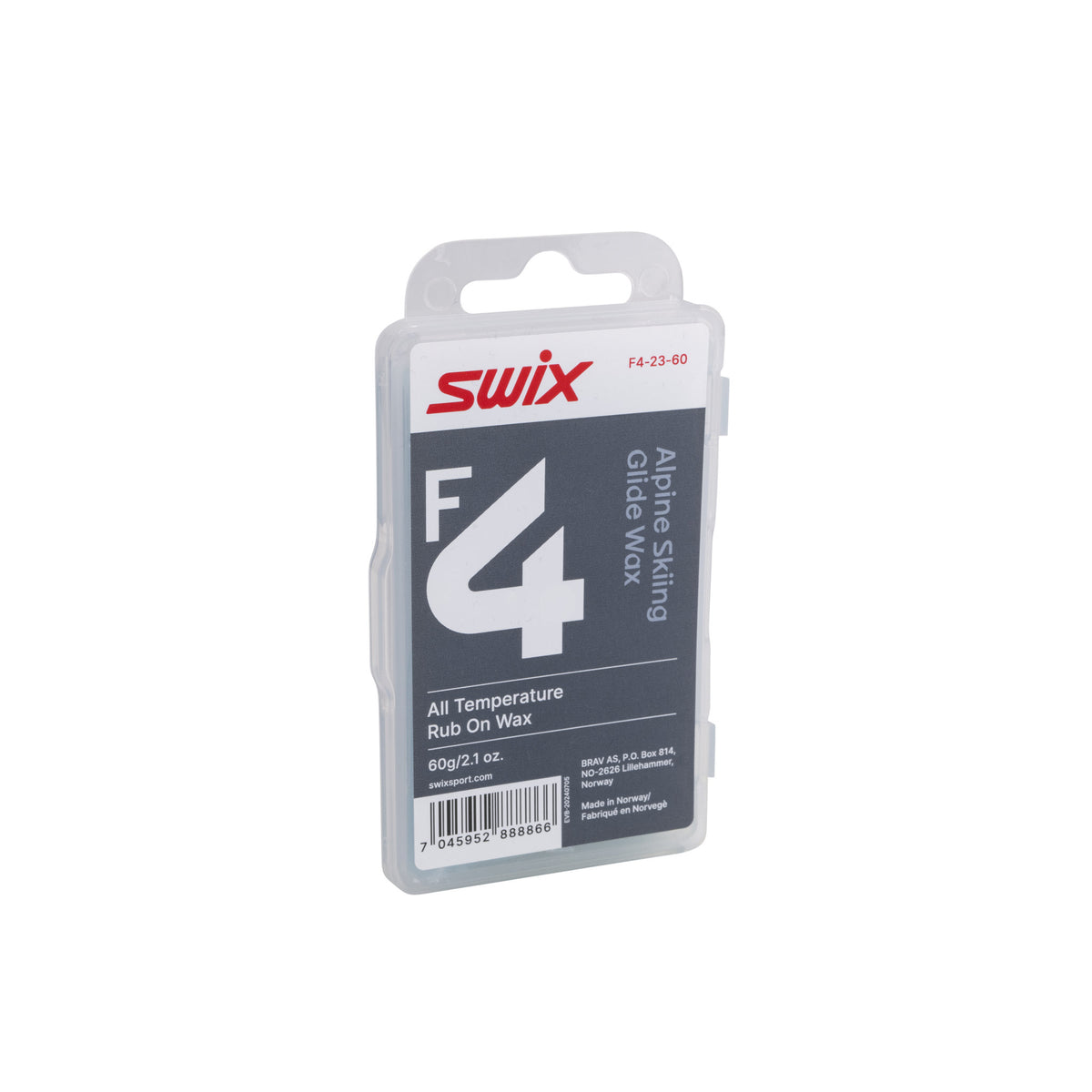 SWIX, F4 Glidewax Rub-On w/Cork 60g, ski & snowboard wax, product view 1