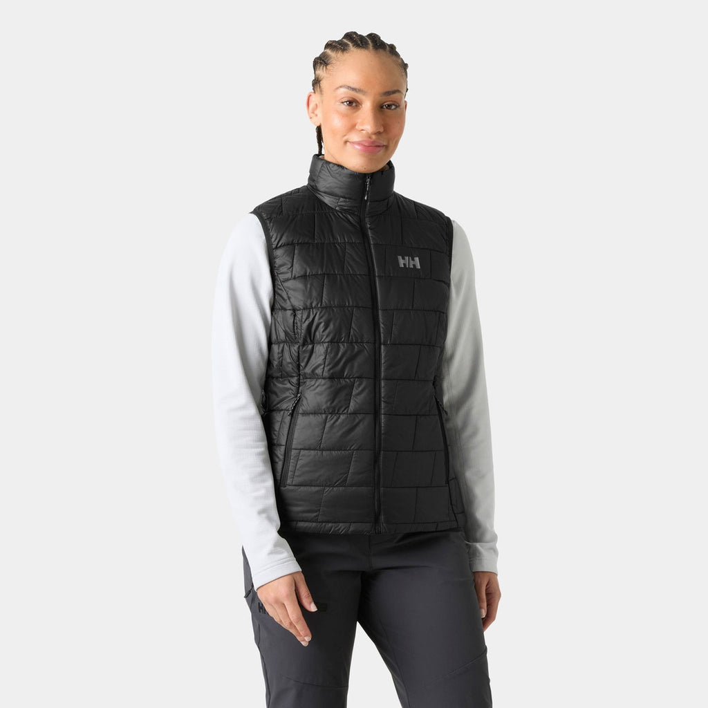 Helly Hansen Women's LIFALOFT Insulated Vest in Black, on model view. Photo: Helly Hansen