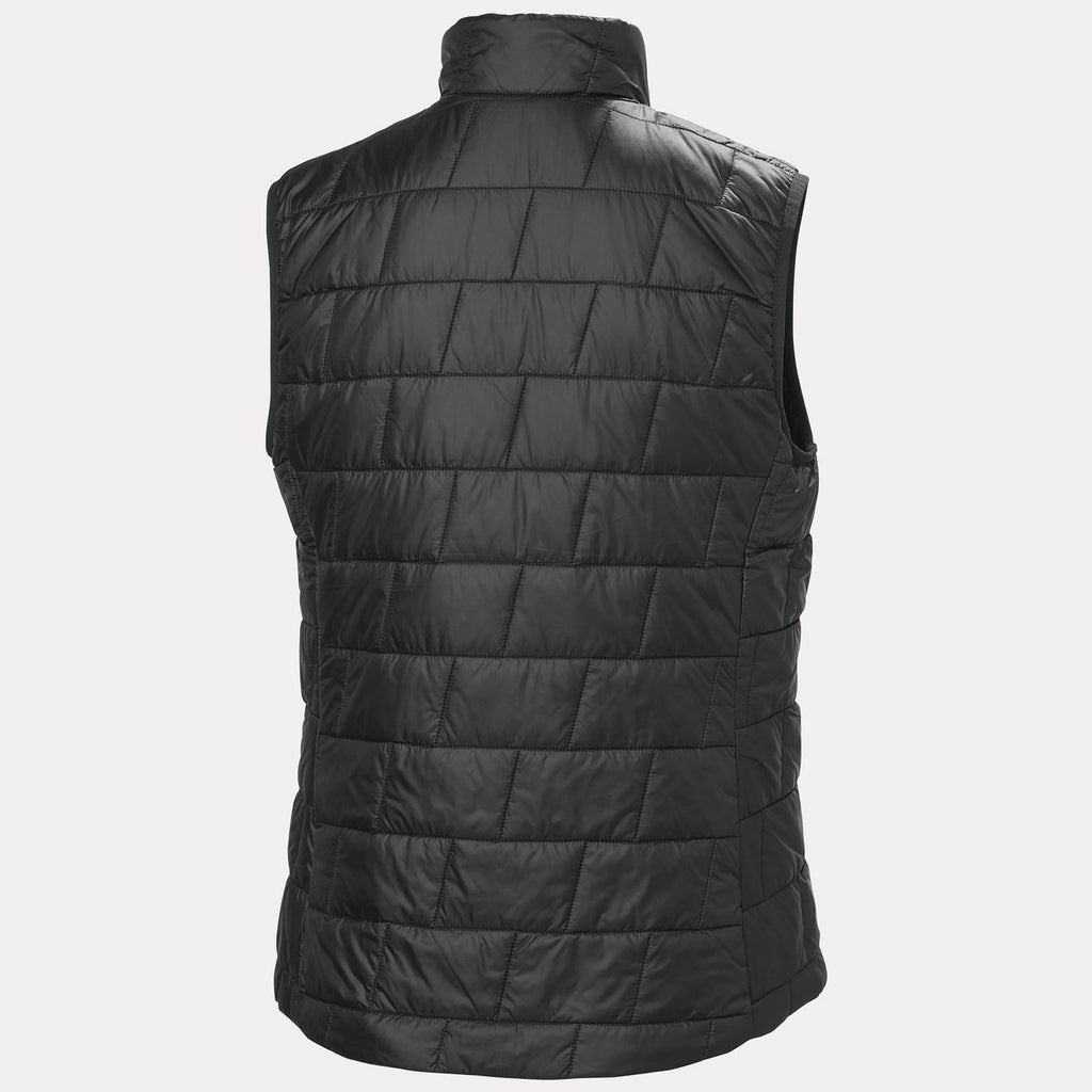 Helly Hansen Women's LIFALOFT Insulated Vest in Black, back view. Photo: Helly Hansen