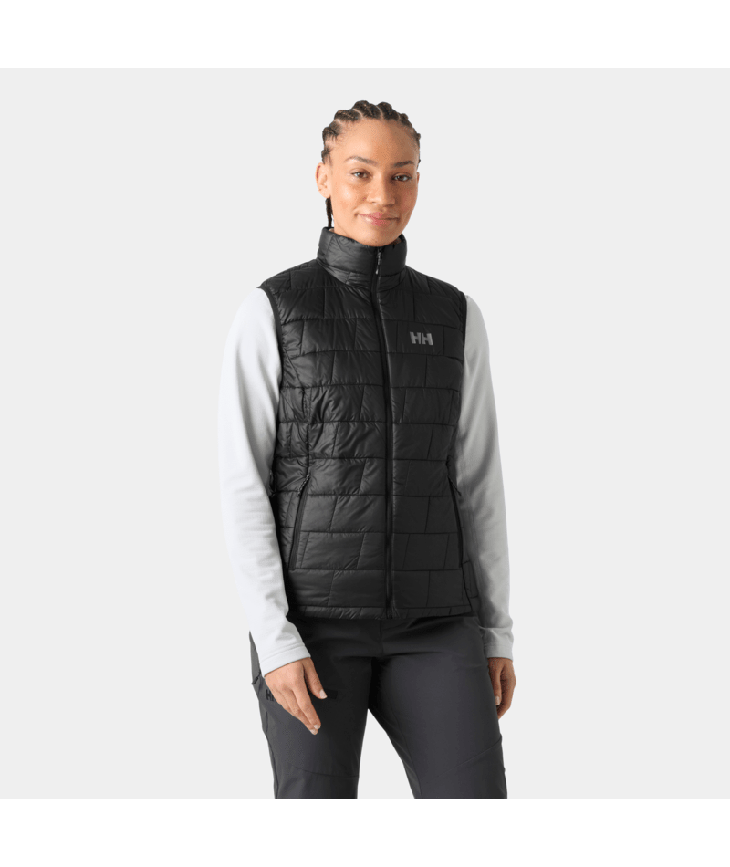 Helly Hansen Women's LIFALOFT Insulated Vest in Black, modeled. Photo: Helly Hansen
