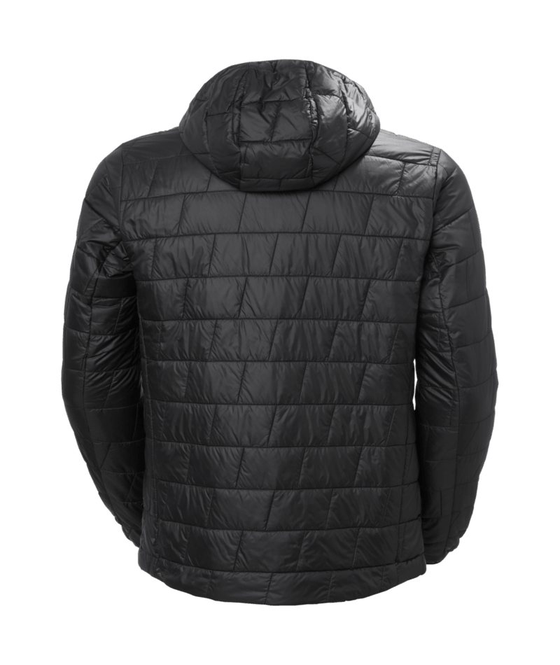 Helly Hansen Men's LIFALOFT Pullover Hooded Jacket in Black, rear view. Photo: Helly Hansen