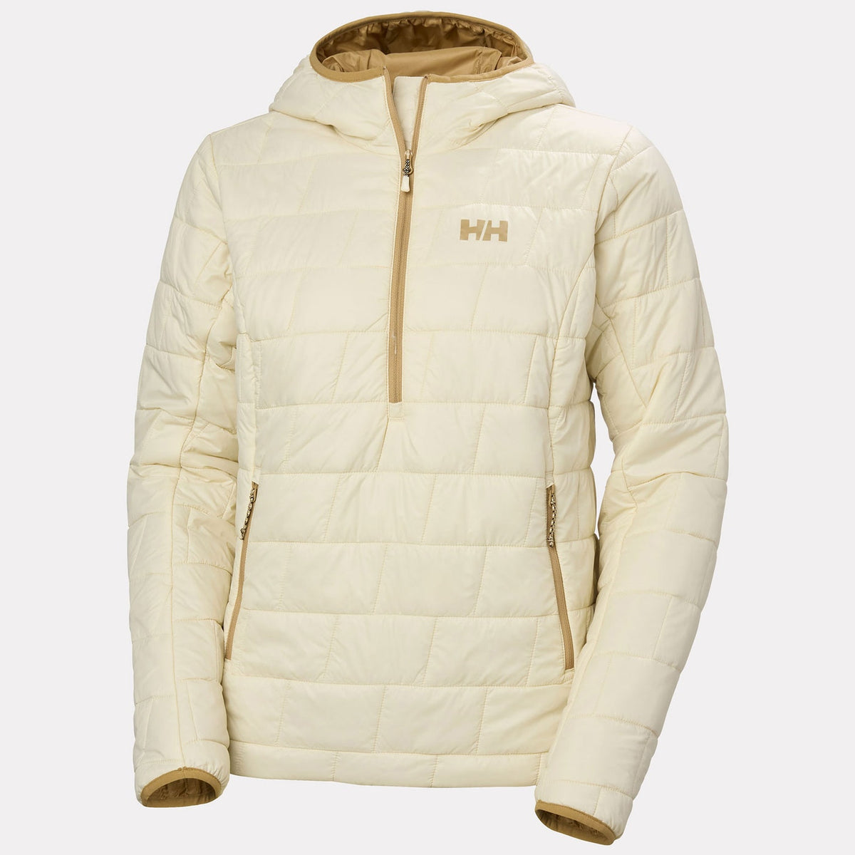 Helly Hansen Women's LIFALOFT Pullover Hooded Jacket in Cream, front view. Photo: Helly Hansen
