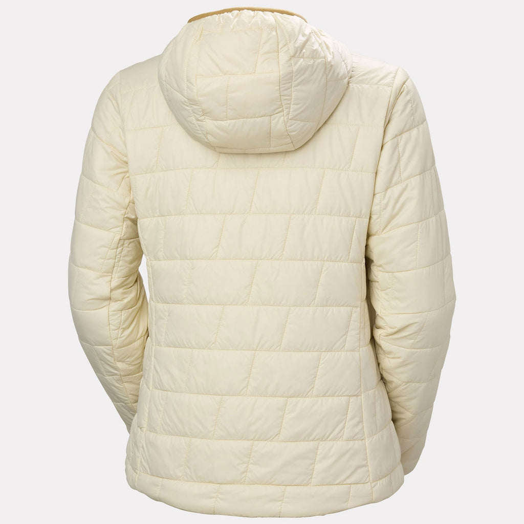 Helly Hansen Women's LIFALOFT Pullover Hooded Jacket in Cream, back view. Photo: Helly Hansen