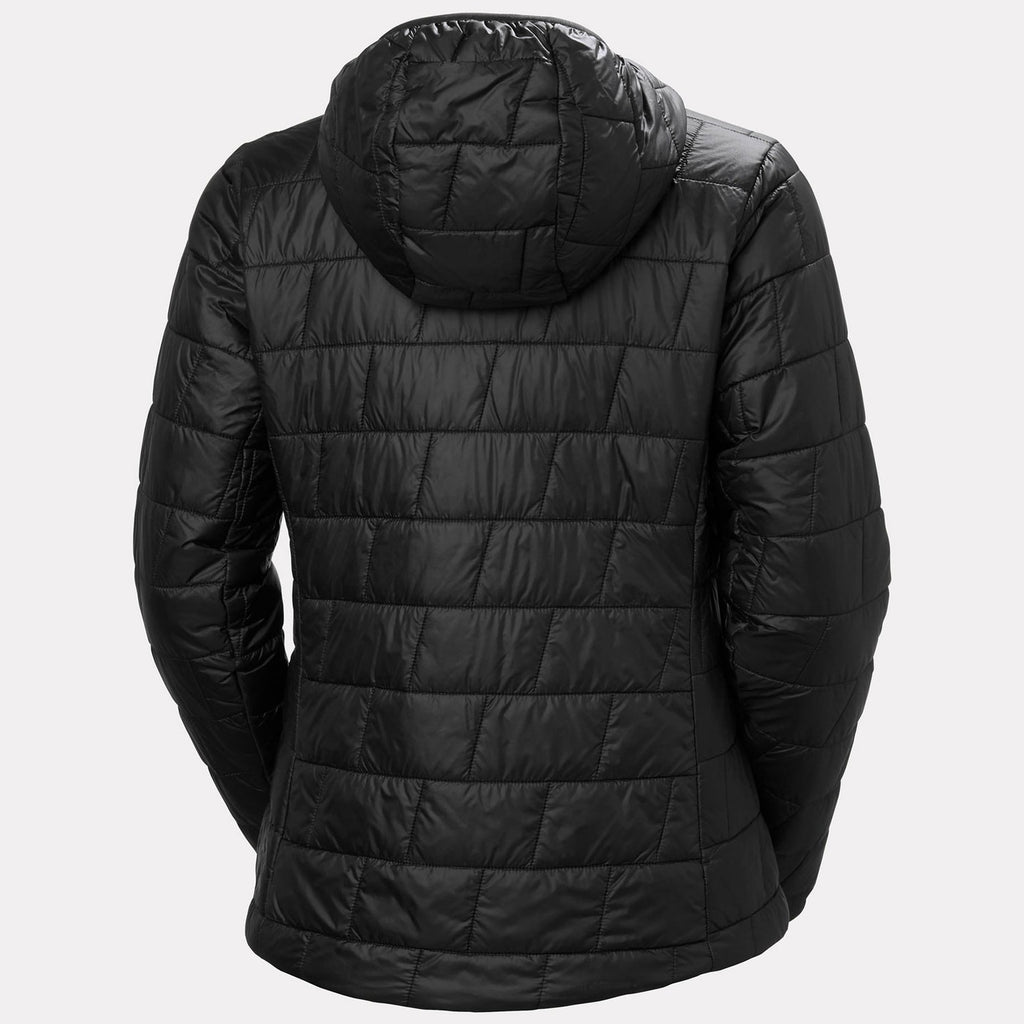 Helly Hansen Women's LIFALOFT Pullover Hooded Jacket in Black, back view. Photo: Helly Hansen