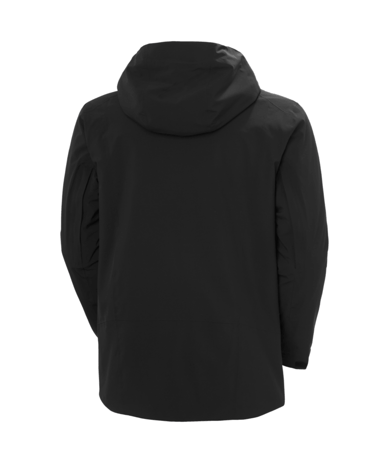 Helly Hansen Men’s Alpha Long Insulated Jacket in black, back view