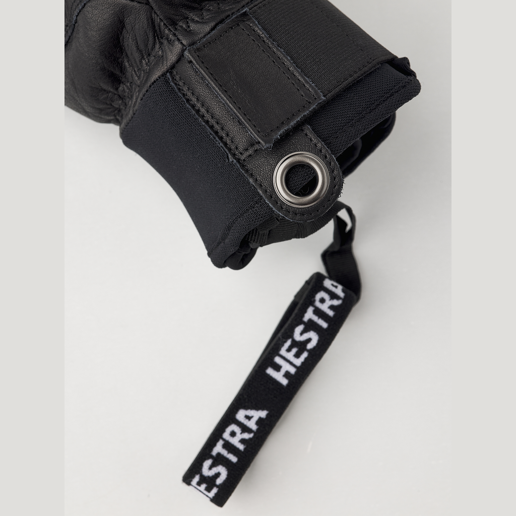 Hestra Fall Line Black/Black glove wrist strap detail. Photo: HESTRA