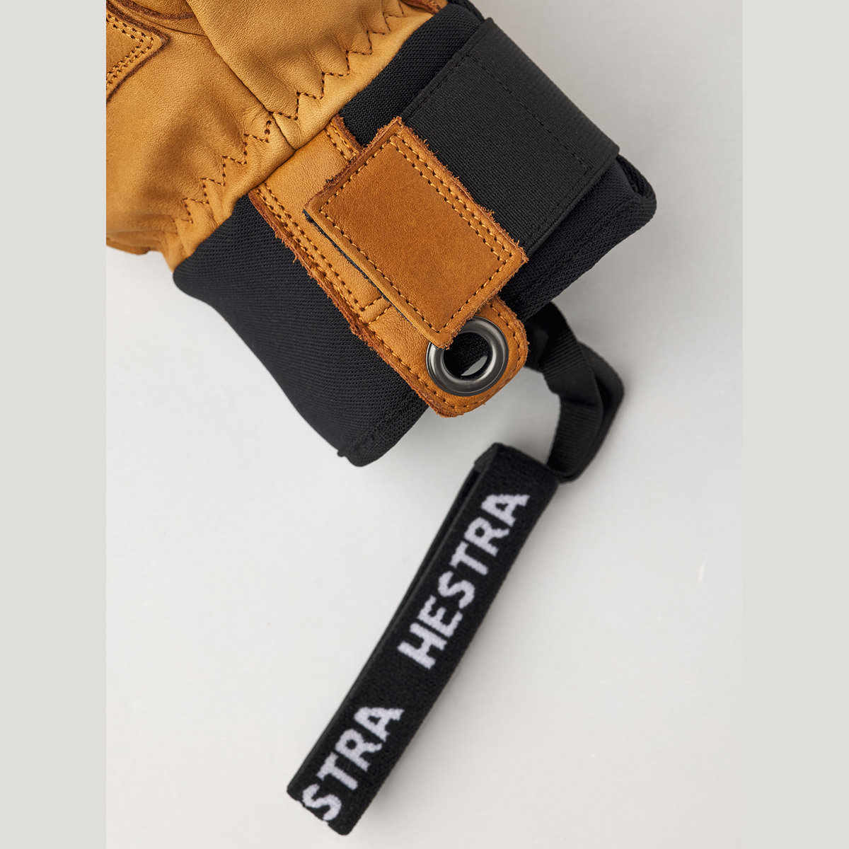 Hestra Fall Line Cork/Cork mitten wrist strap detail. Photo: HESTRA