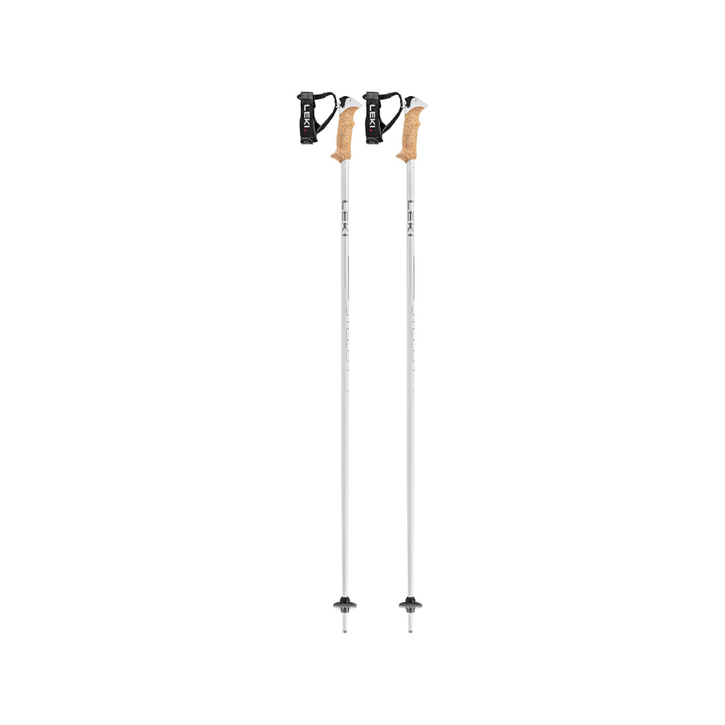 Leki Stella S white silver gold ski poles — pair