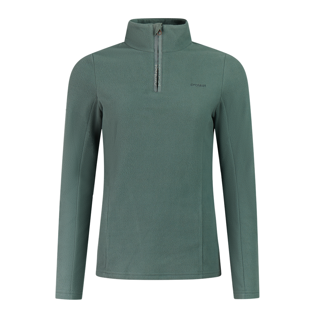 Protest Remutez Women's Quarter-Zip Fleece in Evergreen — front view