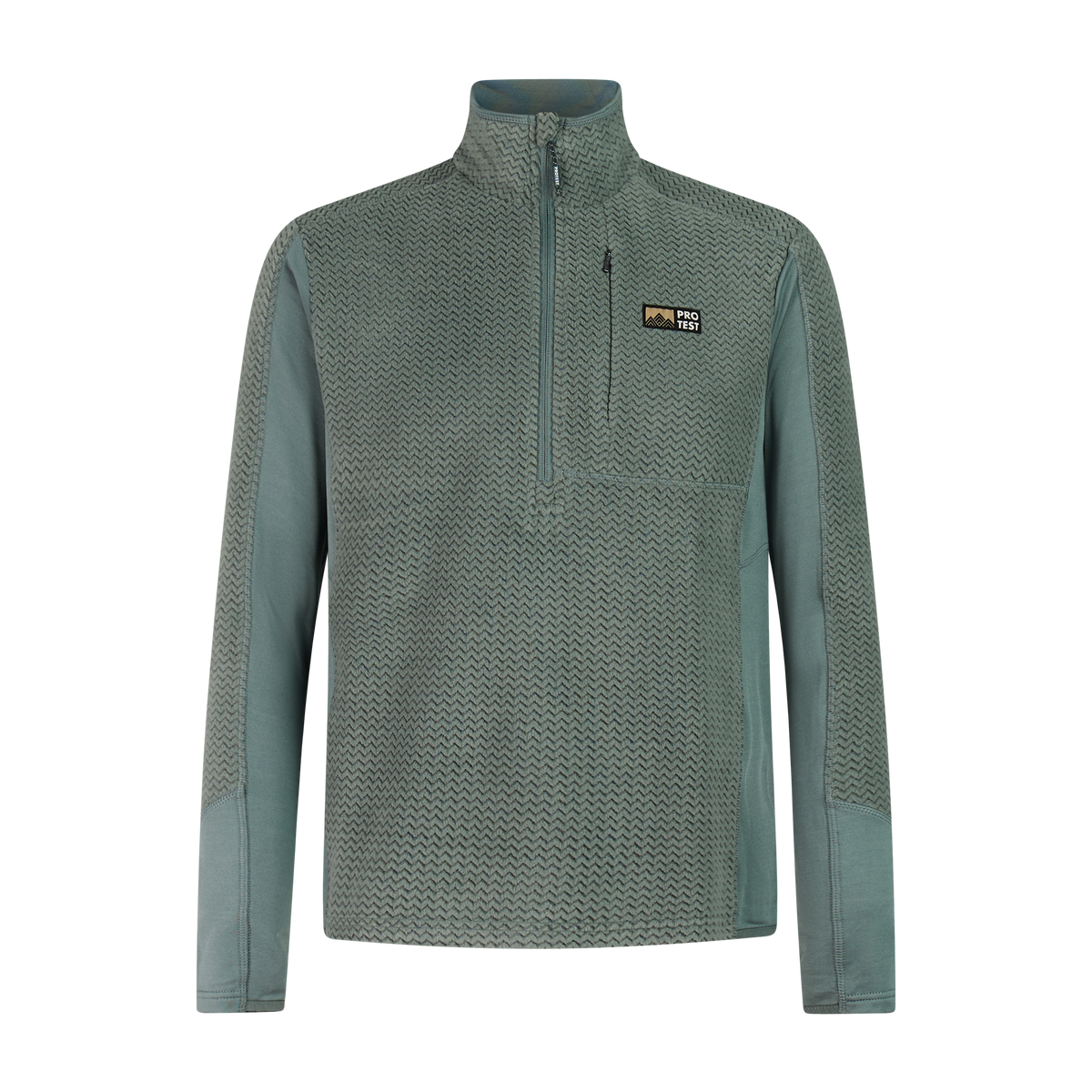 Protest Calgary Men's Quarter-Zip Midlayer in Evergreen — front view