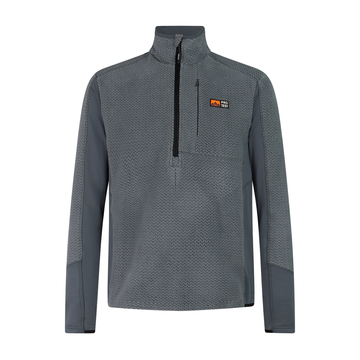 Protest Calgary Men's Quarter-Zip Midlayer in Basalt — front view