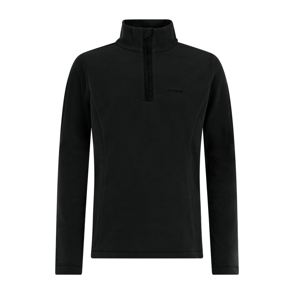 Protest Remutey JR Quarter-Zip Fleece in True Black — front view