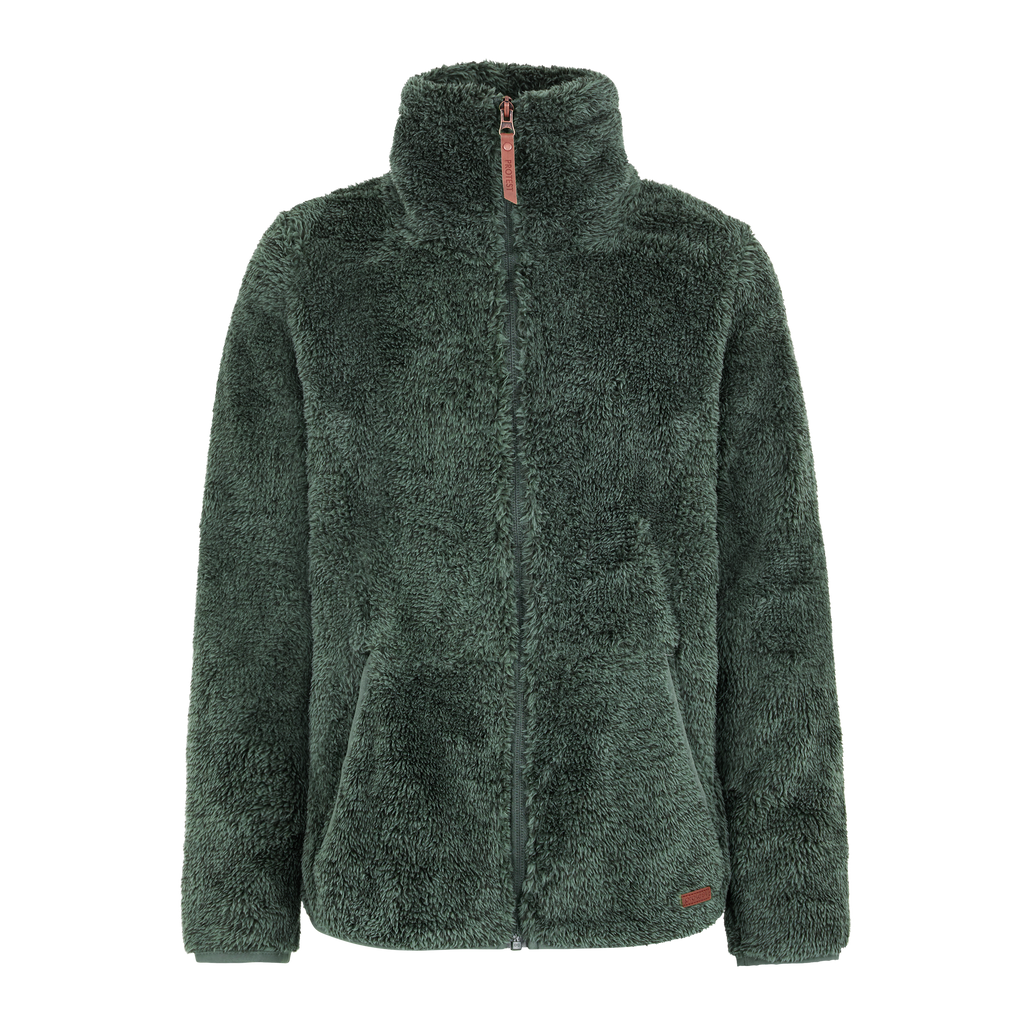 Protest Riri JR Full-Zip Fleece in Evergreen — front view