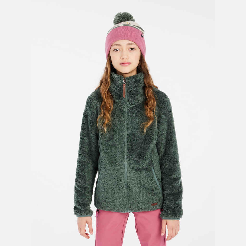 Protest Riri JR Full-Zip Fleece in Evergreen — modeled view