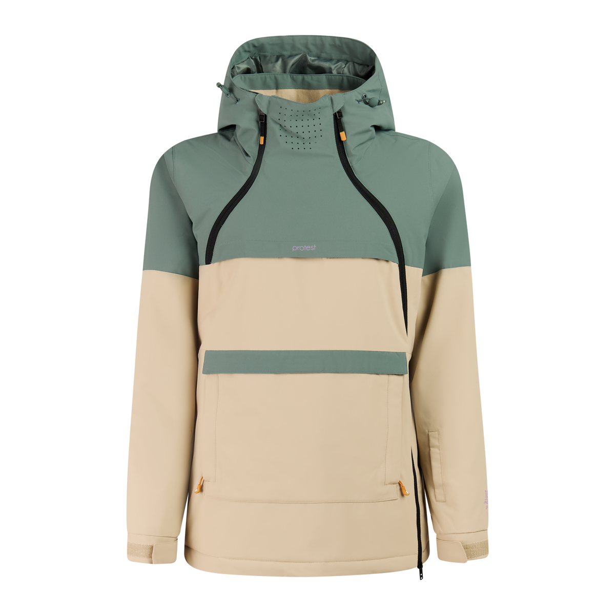 Protest Daya Women's Snow Jacket in Bamboo Beige — front view