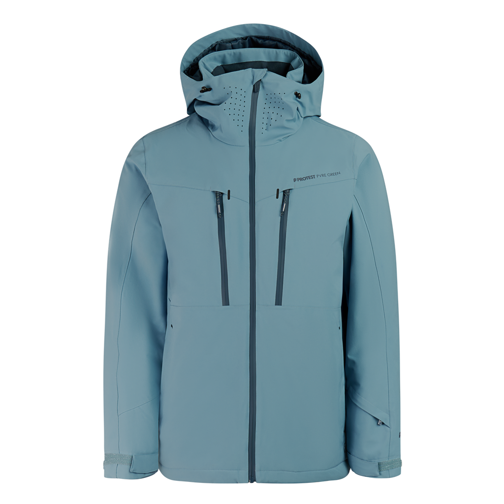 Protest Timothy Men's Snow Jacket in Stone Blue — front view