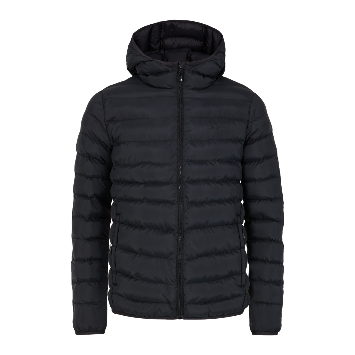 Protest Basso Men's Puffer Jacket in True Black — front view