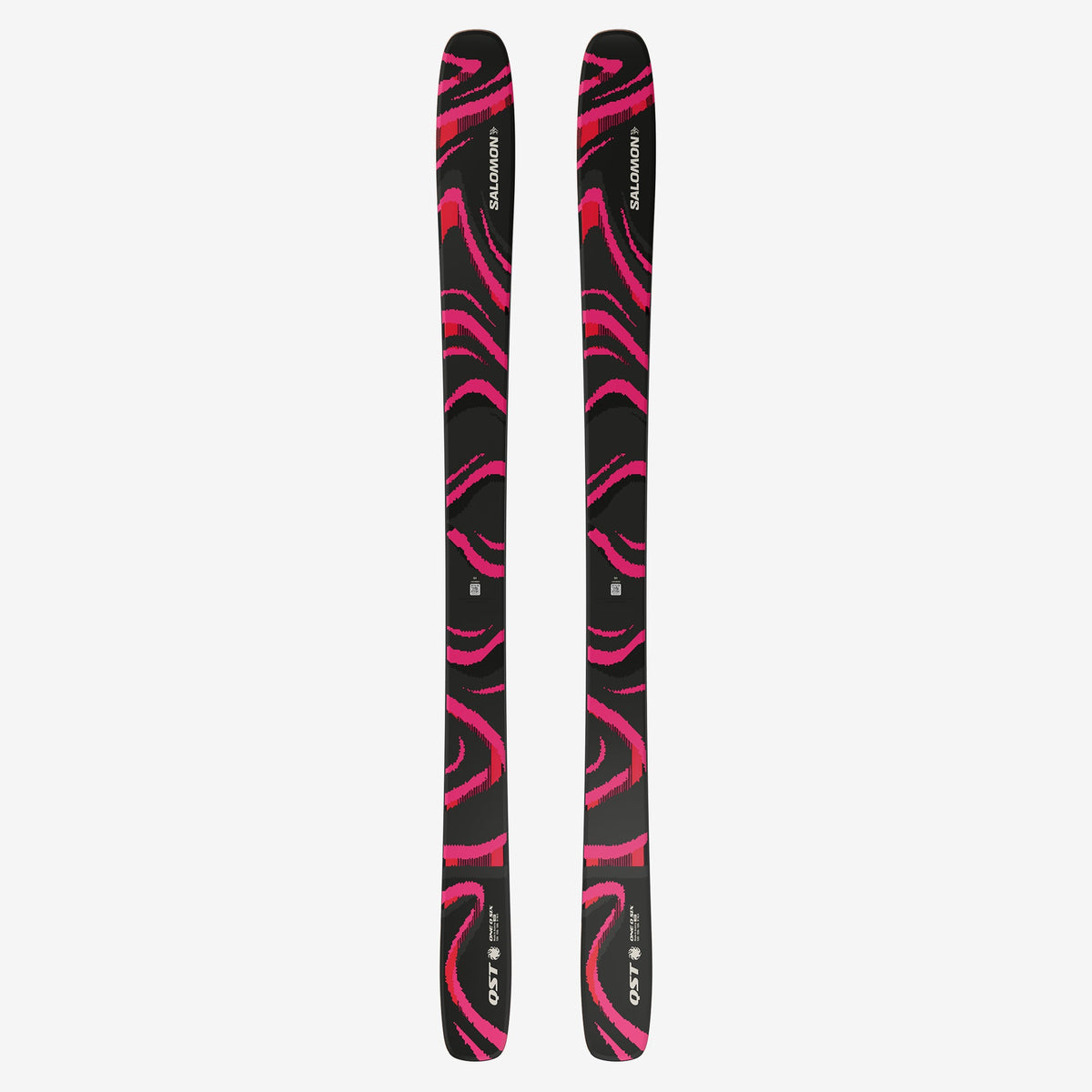 2027 Salomon QST 106 Black Pink skis reverse view