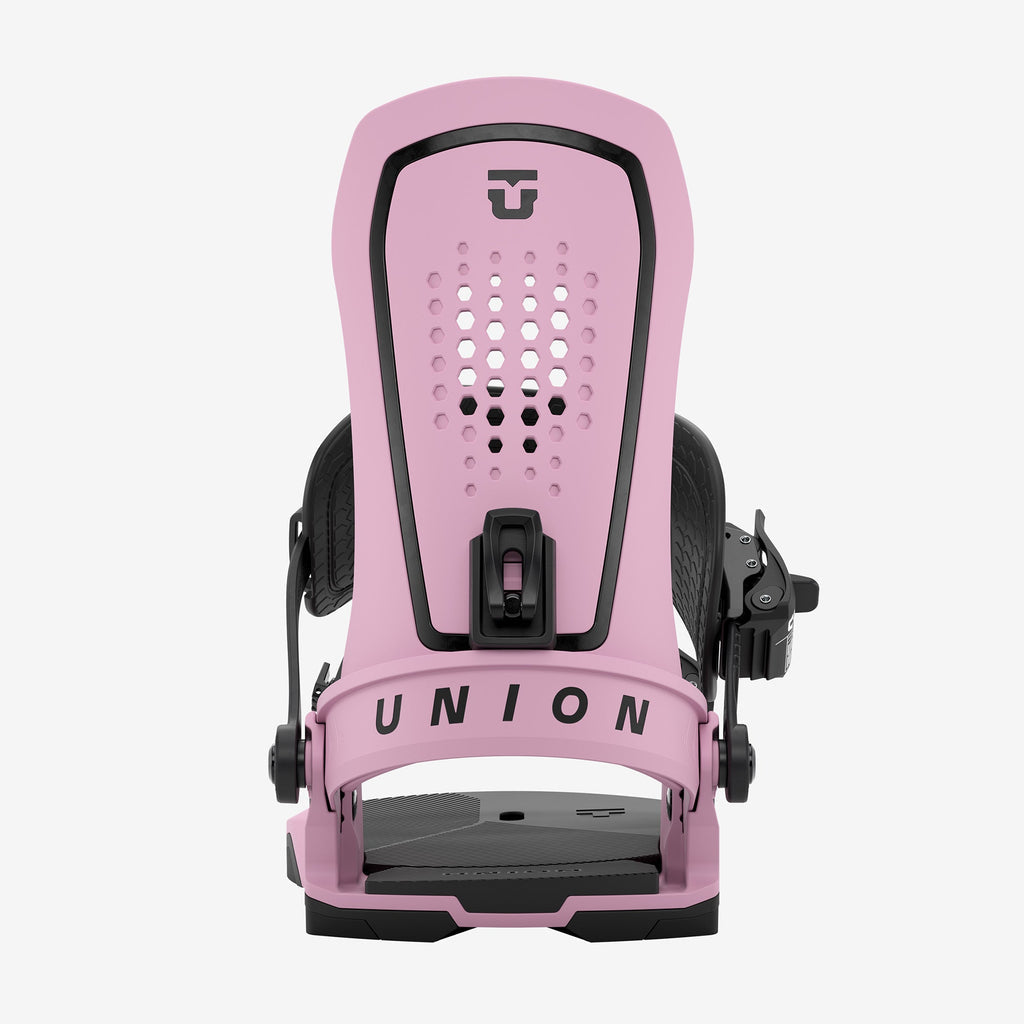 Union Force pink snowboard binding rear view