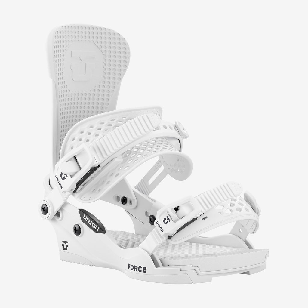 Union Force Classic white snowboard binding front view