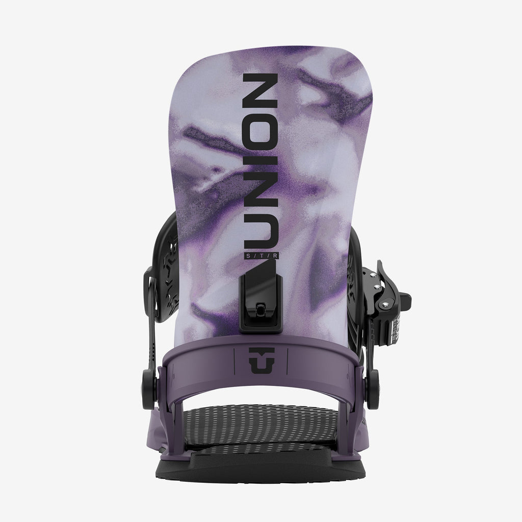 Union STR purple snowboard binding rear view