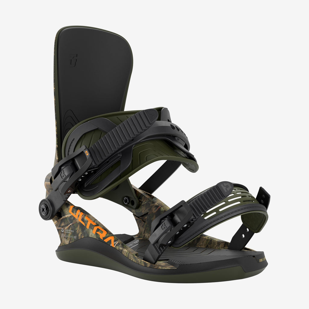 Union Ultra camo snowboard binding front view