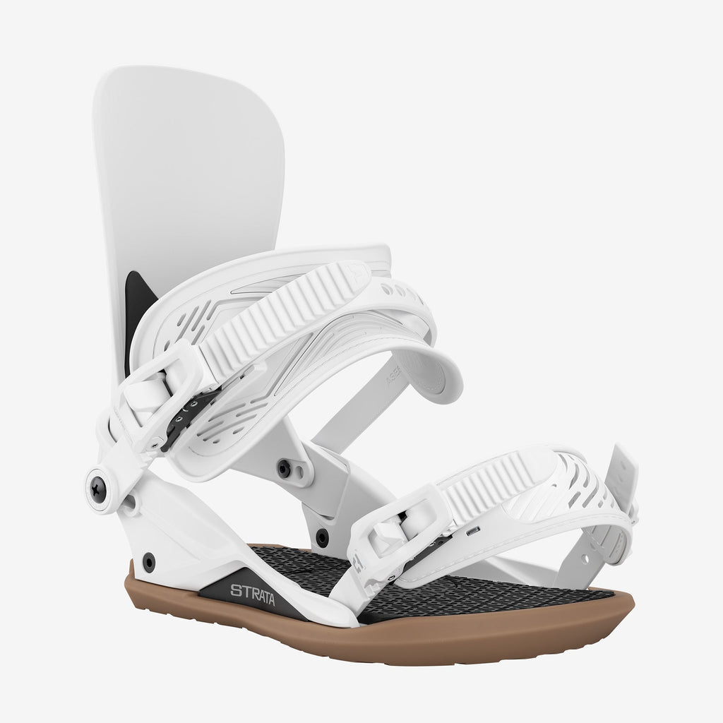 Union Strata white snowboard binding front view