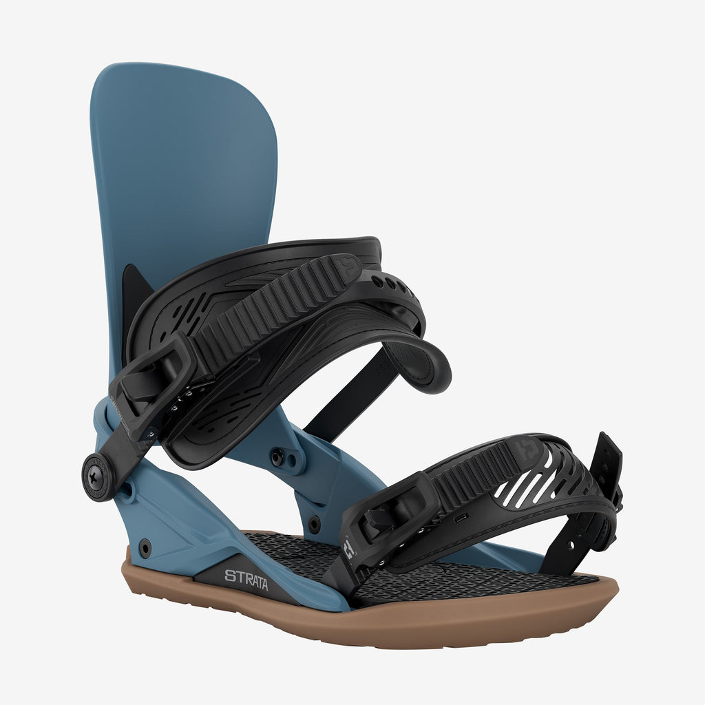 Union Strata dark blue snowboard binding front view