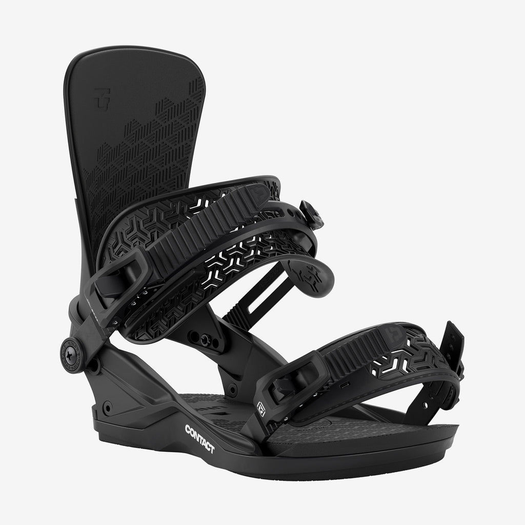 Union Contact black snowboard binding front view